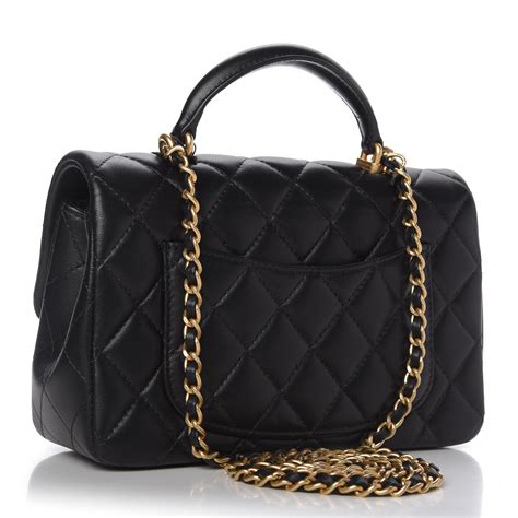 CHANEL Lambskin Quilted Mini Rectangular Flap Black